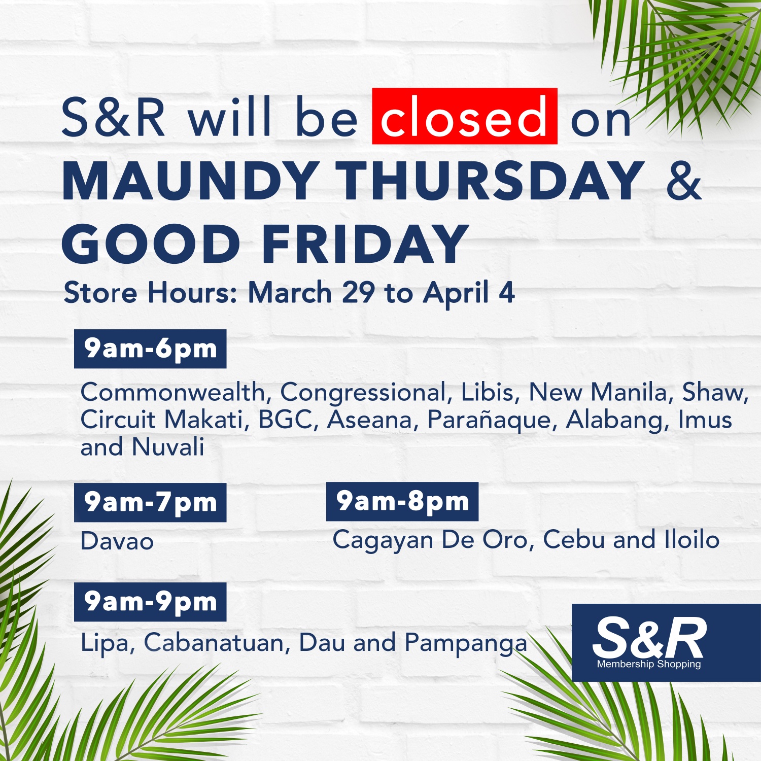 LIST Mall and supermarket schedules for ECQ Holy Week 2021 • PhilSTAR Life